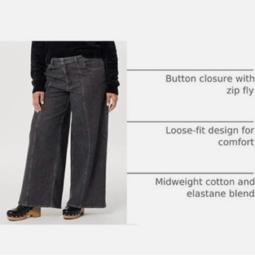 The Drop Women's Sz 40 Frida Relaxed Fit Faded Black Baggy Wide-Leg Jeans Comfy - Picture 10 of 10